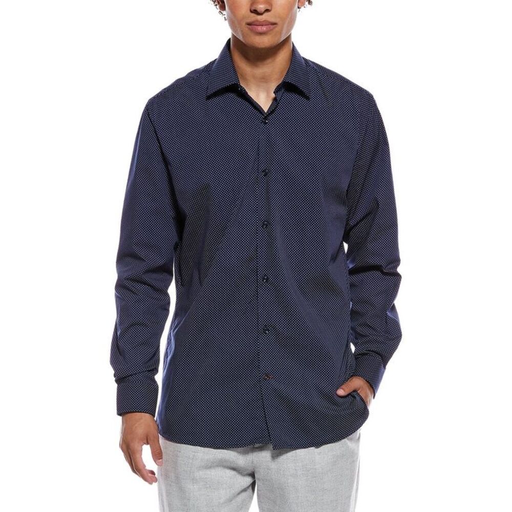 Tahari Mens  Modern Fit Dress Shirt, Navy